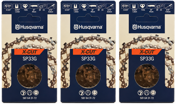 Pack 3 cadenas motosierra Husqvarna X-CUT SP33G 72 eslabones .325 1,3 mm