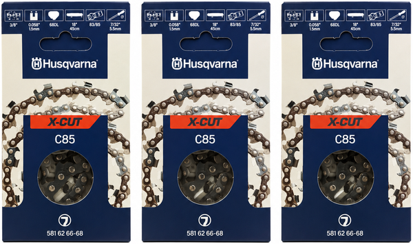 Pack 3 cadenas de motosierra Husqvarna X-CUT C85 68 eslabones � 3/8 � 1,5 mm